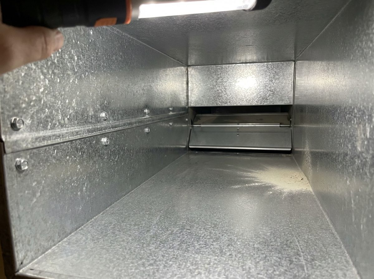 Clean galvanized air duct after Go Green Duct Cleaners service