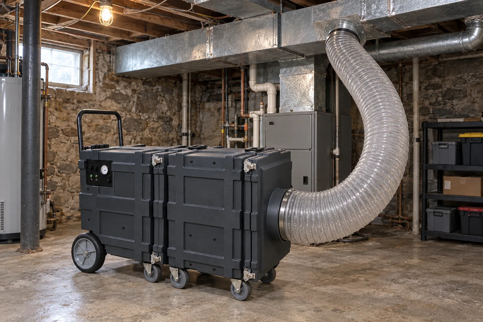 A Nikro hose connected to the main duct trunk